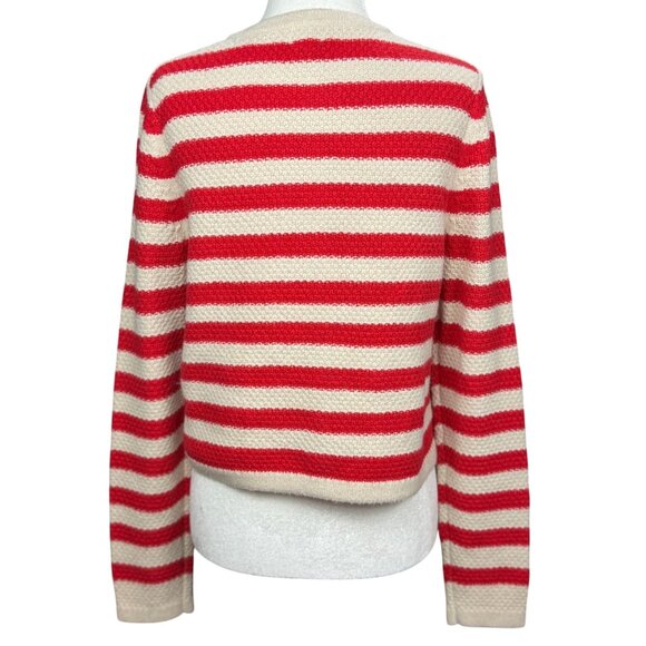 A New Day Womens XS Red White Striped Knit Cardigan Sweater Gold Button Pockets - Picture 3 of 9